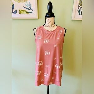 Women’s Pink Sleeveless Top with Floral Design Size Medium